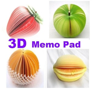 3D Fruit Memo pad Orange memo pad lemon paper memo green apple memo pad strawberry memo pad creative Post Note back to School party gift