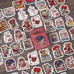 46 schattige retro katten sticker kat thema vintage bloem kat huisdier kat super schattig dier cartoon kitten decoratie plakboek planner decor