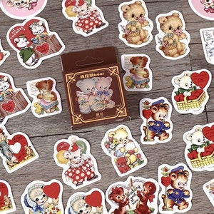 46 Retro beer sticker klassieke teddybeer leuke cartoon dierenbeer minnaar decor DIY teddybeer ambachtelijke kaart plakboek art journal papieren sticker