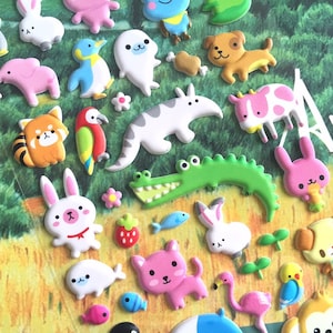 vivero animal pegatina lindo animal dibujos animados zoo fiesta pegatina hinchada panda rojo hipopótamo rana conejo caimán pingüino raro animal pegatina regalo