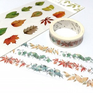 four season leaves washi tape rainbow forest leave deco sticker tape small pet bird wide tape sticker