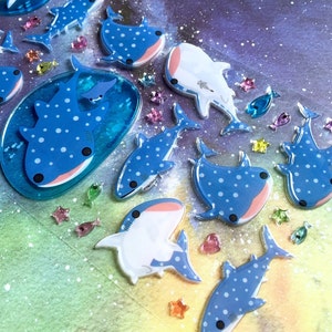 Tiefseefisch süßer Fisch Aufkleber Blauwal unter der See Fischwelt transparenter Fisch Cartoon Fisch blauer Fisch Unterwasserfisch Deko