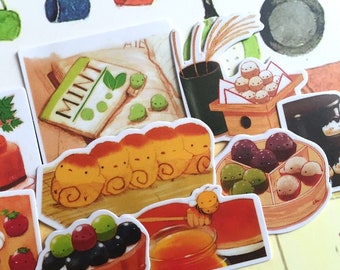 cute food characters stickers chicken food Dessert tarts mints fruit characters cooking planner sticker food party cooking recipes sticker