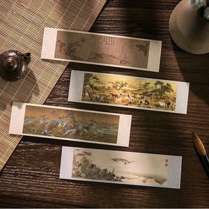 30 Chinese antique painting paper card bookmark oriental landscape portrait plants Asian art journal wall decal art project craft gift