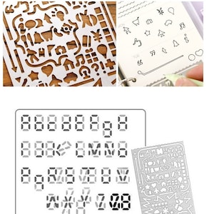 planner ruler number alphabet Art Shapes stencil ruler daily life planner layout metal ruler stencil tool bullet journal stencil gift