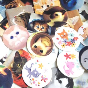 Cartoon kat label miauw miauw sticker, kawaii bloem kat kitty poesje Perzische kat seal label sticker, mooie pet scrapbook deco kat kaart