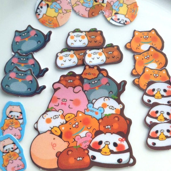 fat animal sticker farm animal sticker japanese cartoon animal funny animal world label cute panda pig bear flake seal kids party gift