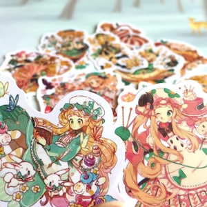 Cute comic girl sticker cosplay teen girl pet rabbit unicorn fancy dress cartoon girl Costume Play girl cg girl icon diary planner sticker