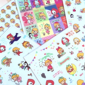200 fairytale Alice in wonderland stickers cute girl characters cartoon emoji sweet girl red queen rabbit cat diary planner sticker gift