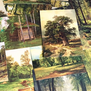 30 ensemble de cartes postales de la meilleure collection de Shishkin, peintures à l'huile classiques, impression d'art, carte postale d'art vintage, célèbre chef-d'oeuvre d'art, galerie d'arbres