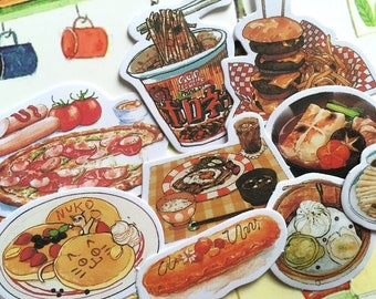 FOOD stickers cup noodle fast food street food dinner main course Dessert tea Time cooking planner sticker food party label recipes sticker