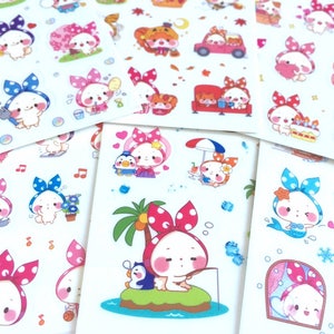 160 pegatinas de conejo de dibujos animados, emoji de conejo, linda diadema de conejo, adorable diadema de conejo, divertida mascota, planificador de diario, pegatinas, manualidades para niños, regalo