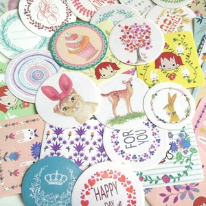 cute label sticker set pet cat lovely animal cartoon girl round sticker Forest Garden wording sticker kawaii pattern label sticker gift set