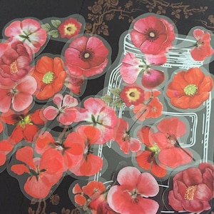 Rode bloem in glazen fles sticker 2D helderglazen fles zomerbloeiende bloemen DIY geperste bloem cadeau telefoonhoes decor Eenvoudig bloemen knutselen
