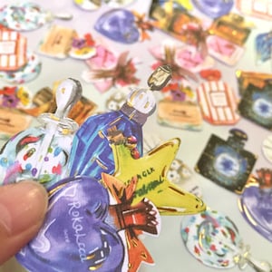 40 mini Parfüm Aufkleber Papier Parfüm Köln Duft Parfüm Thema Vintage Flasche Ausgefallene Flasche Sticker Körper Spray Eau de Toilette Düfte