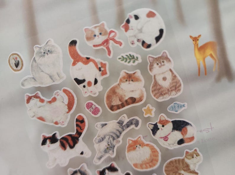 Chubby Cat Stickers Cozy Cat Life Planner Label Cartoon Rural Cats ...