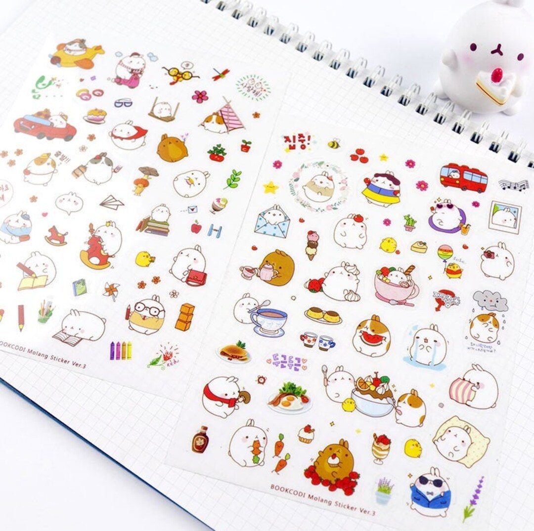Cute Rabbit Sticker Set 6 Sheets Lovely Bunny Cartoon Sticker Rabbit ...