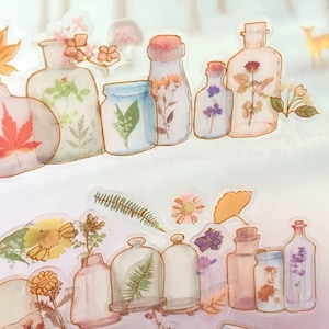 Botella de flores otoñales con diseño de planta, pegatina de epoxi, mini mundo de flores, decoración diminuta, globo de cristal con flores secas, tanque de cristal, regalo para amantes de la botánica