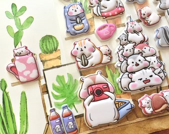 cartoon hamster sticker super lindo hámster familia encantador animal del bosque Castaño jerbo conejillo de indias hámster amante de la decoración de regalo