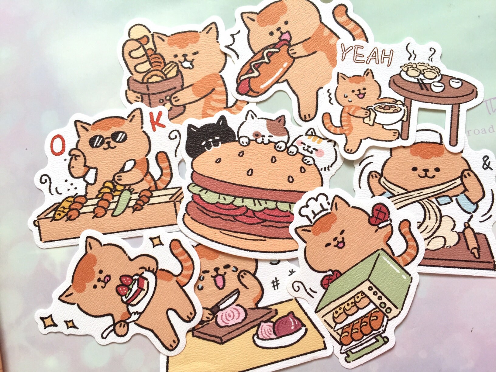 ✧1点限り✧超〜かわいい✧food cat✧フードキャット✧コラージュペーパー✧ 30 Super Cute Cat Sticker Anime Foodie Cat Gourmet Kitten Naughty