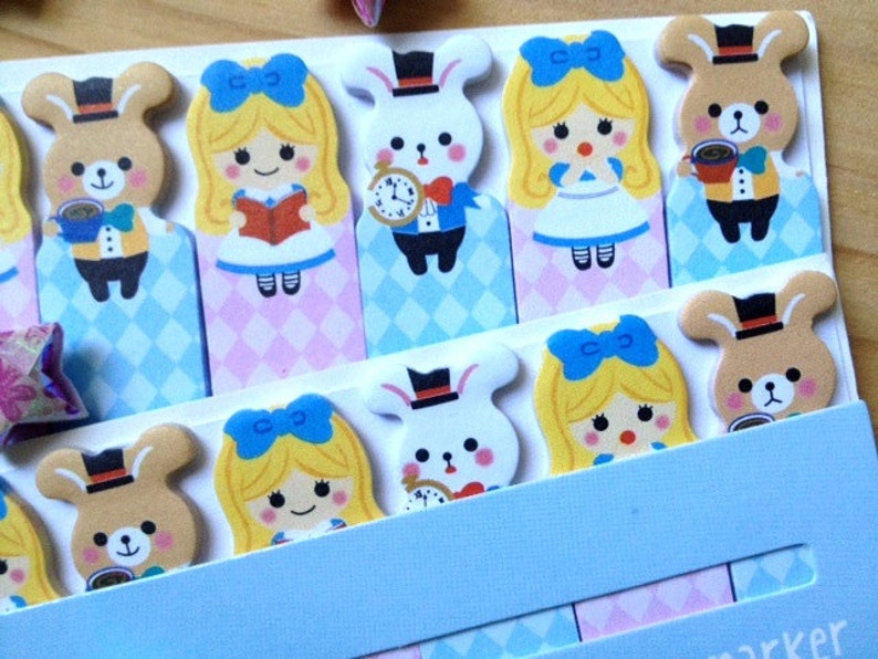 Alice in wonderland sticky note girls stick marker fairy tale sticky paper note rabbit sticky memo diary animal index paper cute stationary image 1