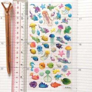 fancy rare fish deep sea creatures sticker rainbow fish tropical fish weird fish epoxy sticker jellyfish group colorful sea world deco gift image 7