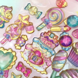 große bunte große Süßigkeiten Epoxy Epoxy Aufkleber Prinzessin Tee Party Lollies Cupcake Dessert Themen Dekor super denke Aufkleber DIY einfach Kunstharz Handwerk