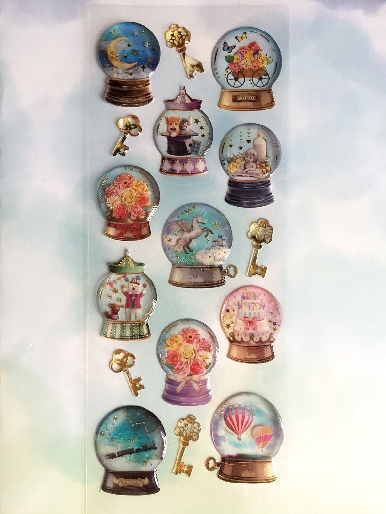 Fancy Water Globe sticker unicorn cat bear yellow moon birthday cake …
