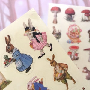Lindo hongo cuento de hadas conejo pegatina hongos rojos hongos hongo casa de hongos dibujos animados pato del bosque familia huevo de Pascua Conejo de Pascua decoración regalo