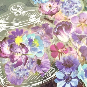 Blaue Blume in Flasche Aufkleber Blumenmuster in 2D Glas Etikett Wunsch Flasche lila wilde Blume Handwerk Dekoration Blumenliebhaber Geschenk