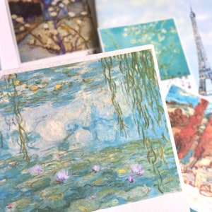 10 fogli di classico famoso dipinti ad olio adesivo famoso pittura fine art mandorlo in fiore van Gogh Monet mini stampa capolavoro galare