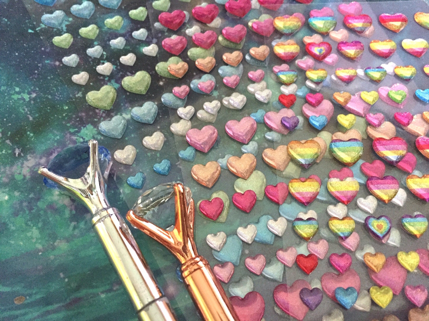 1.102 x 1.102 in verde claro en forma de corazón, 60 pegatinas  autoadhesivas de código de color, corazones pegajosos para manualidades y  decoración