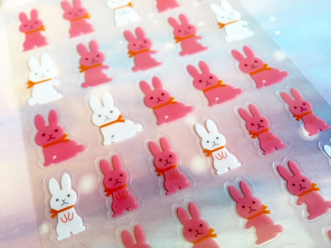 Rabbit Sticker White Rabbit Pink Rabbit Cute Farm Animal Kawaii Bunny ...