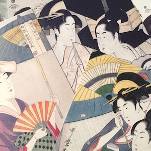 30 Kitagawa Utamaro ōkubi-e postcard set ancient geisha Ukiyo-e japan beauty vintage Japanese art Japanese culture oriental fine art decor