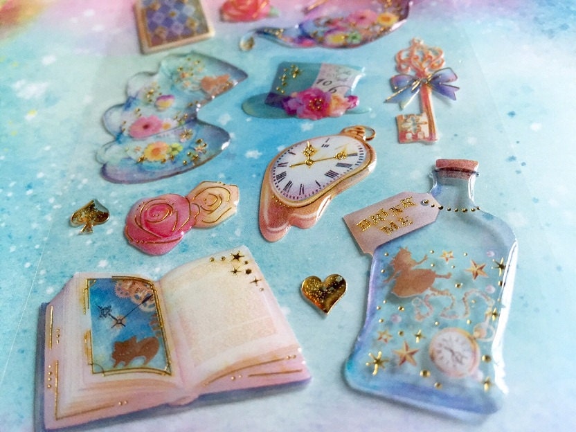 Alice in wonderland sticker dream world magic clock eat me tea time E…