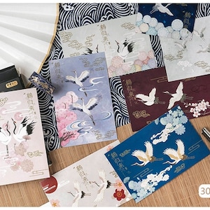 30 tarjetas de papel con pájaros grulla Símbolo de la mitología del amor Pájaro grulla en bellas artes asiáticas Tancho Crane Historia de amor real de pájaros Regalo de papel de boda