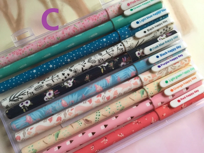 Happy Day Gel Pen Color Ink Pen Color Marker Colored Etsy