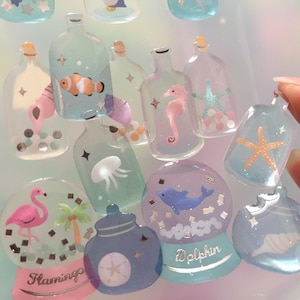 mini fles epoxy sticker super leuke waterbollen zomer zand fles collectie vissenwereld fles fancy fles decor diy hars cadeau
