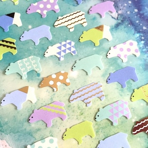Adesivo urso polar colorido urso polar inverno urso arco-íris preguiçoso adesivo para animais de estimação adorável pólo norte animal urso branco adesivo planejador polar