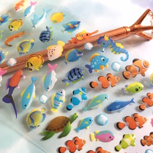 Rifffisch Aufkleber Tropischer Mini Kronenfisch Riffschlange niedliches Riff Monster Schildkröte Seepferdchen Unterwasser Deko Epoxidharz Sticker Geschenk