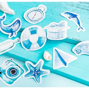 45 Aufkleber maritimes Thema Blau Blau Blau meerblau meerblau meeresblau meeresschildkröte wal sonne blau meeresblau sommer spaß aufkleber papier geschenk deko