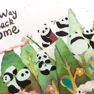 adesivo panda fofo desenho animado panda mini panda bambu panda aconchegante vida diária laticínios adesivo panda temático bambu folhas deco adesivo presente