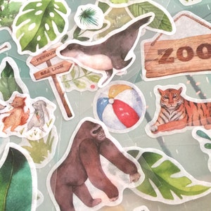 6 folhas adesivos de animais de zoológico adoráveis rinoceronte chimpanzé zebra girafa coelho pinguim tigre esquilo ouriço urso desenho animado berçário animal