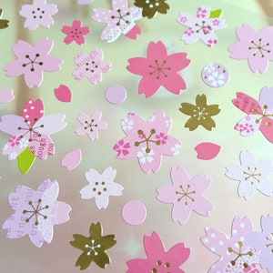 Sakura, etiqueta flor japonesa, asiática rosa extravagante branco etiqueta flor adesivo