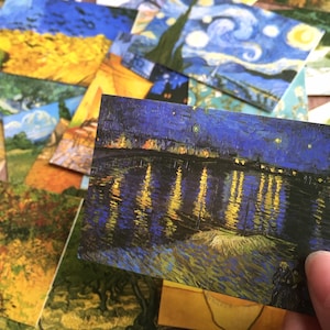 28 opere d'arte di Van Gogh mini cartolina famosi dipinti ad olio campo di grano con corvi Notte stellata sul Rodano casa delle bambole galleria arredamento d'arte
