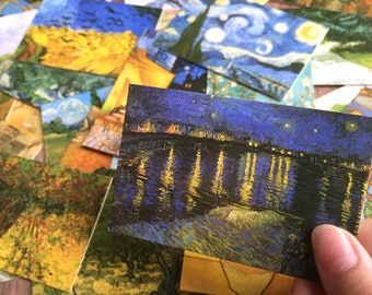 28 van Gogh Kunst Mini Postkarte berühmte Ölgemälde Weizenfeld mit Krähen Sternennacht über der Rhône Puppenhaus Galerie fine art decor