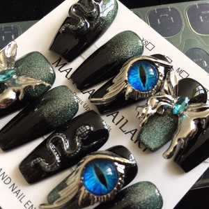 Sticker 3D nail art enfants noir nail art gothique sombre queens egypte ancienne icône égyptienne oeil d'Horus déco ongles artisanat cadeaux fille