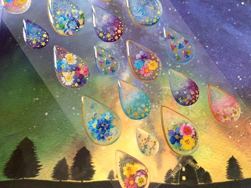 tear drops sticker colorful raindrops waterdrops epoxy sticker rain d…