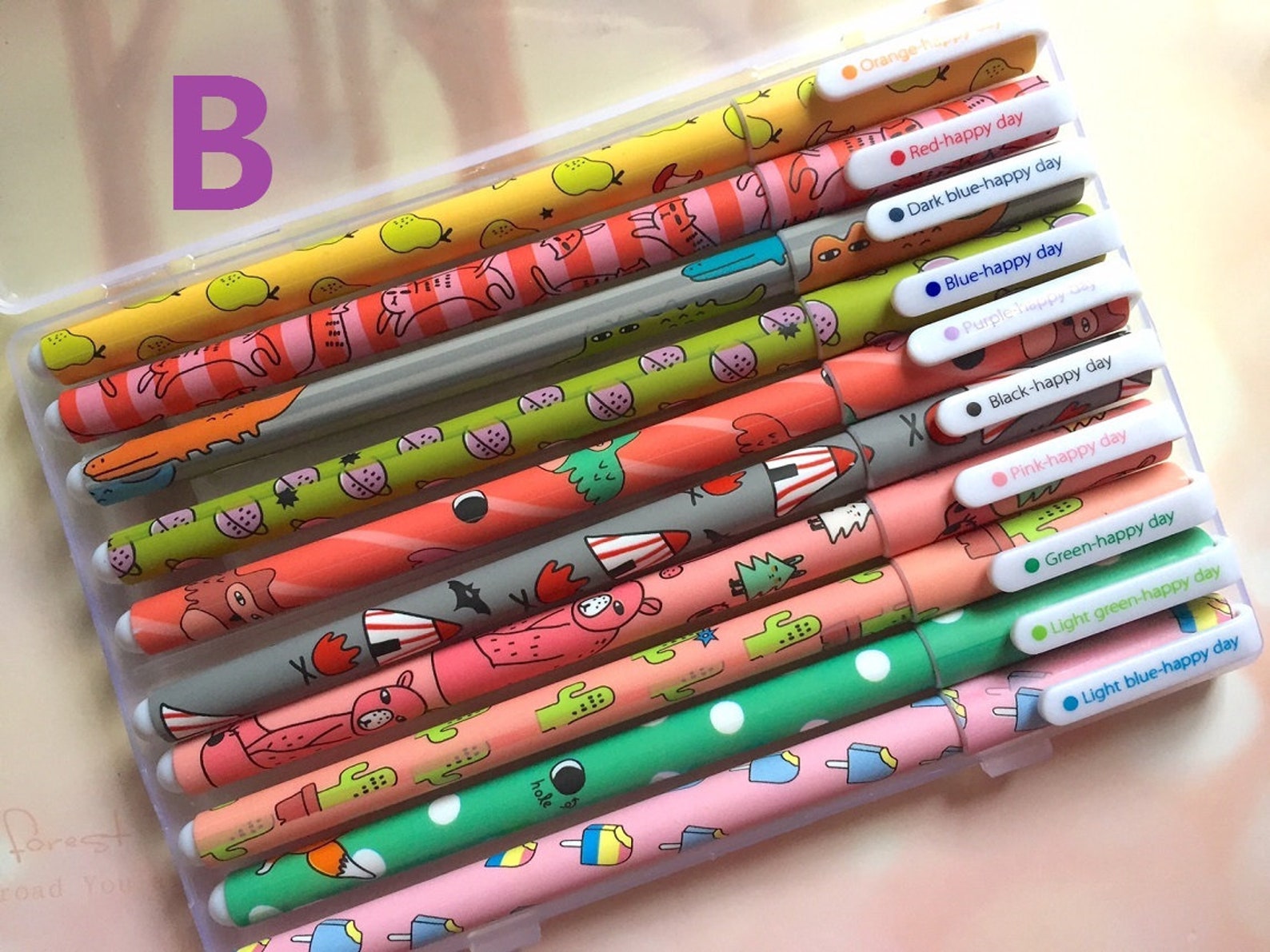 Happy Day Gel Pen Color Ink Pen Color Marker Colored Etsy