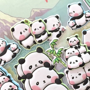 Niedlicher geschwollener Panda Aufkleber Cartoon großer Panda Familie Bambus Panda Thema kawaii Haustier-Tierwelt Nationaler Schatz Tierdekor Panda-Liebhabergeschenk